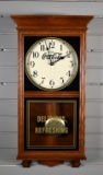 Contemporary “Enjoy Coca-Cola” Battery Electric Drive Wall Clock, Oak Case