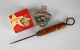 Two Coca-Cola Serving Items: Ice Pick & Starr Stationary Bottle Opener