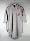 Two Coca-Cola Gray w/ Red Pinstripe Uniform Shirts, Park Street & Wear Guard Size 16.5 & L