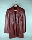 Vintage Etienne Aigner Women's Oxblood Leather Jacket Size 10 & Matching Key Ring Coin Pouch