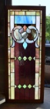 Antique Framed Stained Glass Window Panel from Lake Lure, NC Building