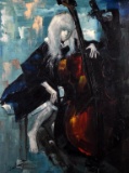 Isaac L. Williams (1817-95) Girl Playing Cello, Oil on Canvas, Signed Lower Left