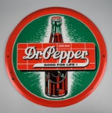 Vintage Round Dr. Pepper 12” Metal Advertising Button Sign