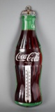 Vintage TCA Coca-Cola Advertising 17” Bottle-Shaped Metal Thermometer Sign