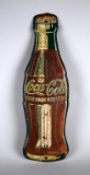 Vintage Coca-Cola Advertising 17” Bottle-Shaped Metal Thermometer Sign