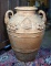 Antique Italian Large 33” H Terra Cotta Rams Heads Floor Vase