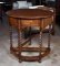 19th C. Hand Made Barley Twist Oak Demilune Gateleg Table with One Drawer