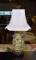 Yellow & Blue Oriental Jar Porcelain Lamp with White Fabric Shade