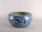 Qing Dynasty Blue & White Chinese Porcelain 11” Bowl with Koi Motif