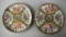 Pair of 19th C. Chinese Canton Export Rose Medallion Porcelain Plates