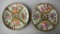 Pair of 19th C. Chinese Canton Export Rose Medallion Porcelain Plates