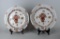 Pair of JWLC Oriental Style Decorative Ceramic Plates with Pierced Rims with Stands