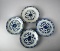 Four Blue & White Minyao Dishes with Stylized Lotus Motifs