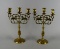 Pair of Vintage Judea Sabbath Brass Lion Candelabra's Each with Three Arms