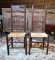 Pair of Walnut Arched Ladderback Chairs with Woven Rush Seats