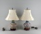 Pair of Contemporary Ceramic Vasiform Table Lamps with Linen Shades