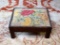 Small Floral Needlework Seat Patterned Oak Footstool