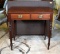 Early 19th C. Sheraton Hand Crafted Walnut Side Table with Two Drawers