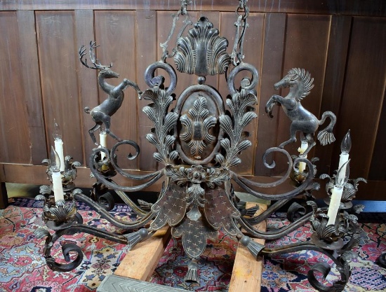 Naos Forge “Montana” Wrought Iron Petite Pool Table Chandelier