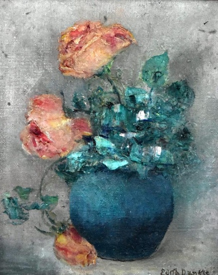Edith Dunkle (XIX-XX) Still Life of Roses, Oil on Canvas, Signed Lower Right