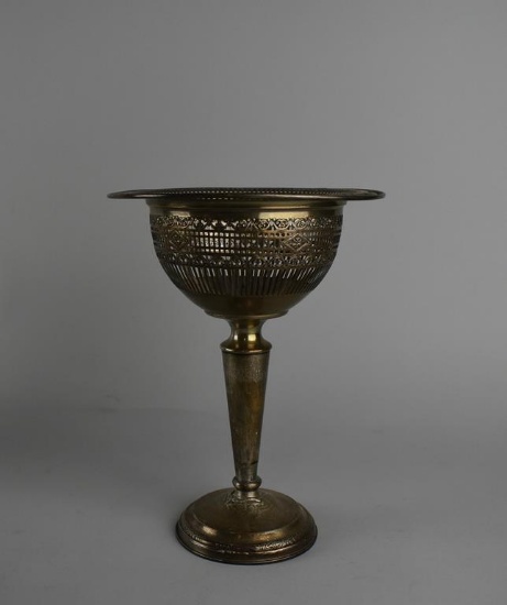 Antique Sterling Silver Pierced Compote