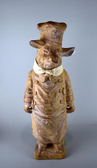 Vintage Verandah (Marion, AR) Pastry Chef Pig Earthenware Figure