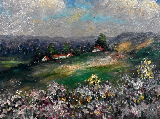 Thomas Casilear Cole (Amer., 1888-1976) Impressionist Landscape, Oil on Canvas, Signed Lower Right