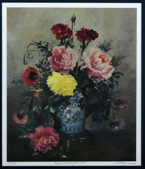 Barbara Le Bey  (American, 1939- ) Ltd Ed Print (224/1900) “Bouquet With a Yellow Rose”