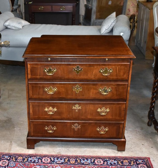 Baker Furniture Inlaid Mahogany Chippendale Style Bedroom Small TV Cabinet with Drawer