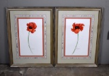 Audrey Dillard (South Carolina, 1937- ) Poppies, Pair of Watercolors on Paper, Signed Lower Right