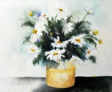 Kay Mills Kuhn (XX) Still Life of Daisies, Watercolor on Paper, Signed Lower Left