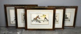 Set of Five 18th C. James Gwyn Colored Engravings of Fencing Scenes