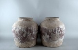 Pair of Terracotta Olive Brown Decorative Vases