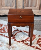 Vintage Satinwood Sunburst Inlaid Mahogany Flip-Top Federal Style Side Table