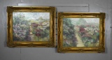 Pair of Barbara Le Bey Garden Paths Prints,Signed In Print, Gilt Wood Frames