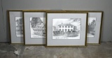 Set of Four Architectural Prints of New Bern, NC in Gilt Lined Frames