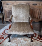 Leopard Print Chippendale Style Mahogany Armchair