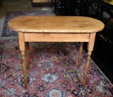 Antique Sheraton Style Hand Crafted Natural Pine Oval Top Side Table