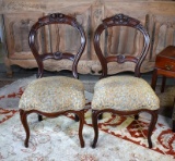 Pair of 19th C. Victorian Rosewood Balloon Back Side Chairs with Contemporary Upholstered Seats