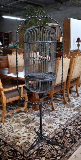 Wrought Iron Exotic Bird / Parrot Cage and Hanging Stand