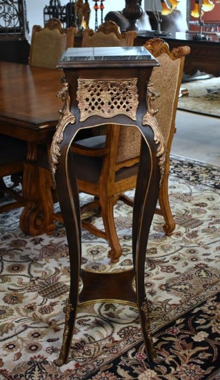 Louis XV Style Green Marble Topped Ormolu Mounted Pedestal / Plant Stand by ROM