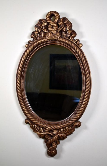 Oval Wall Mirror with Gilded Rope Style Frame