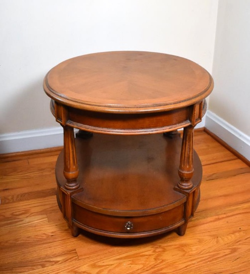 Thomasville Oval  Cherry Two Tier End Table with Drawer
