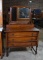 Late 19th C. Hand Made Tiger Oak Dresser with Mirror & Barley Twist Turnings, Prob. British