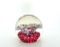Murano Glass Paperweight Bullicante & White/Red Flowers, Italy