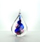 Marian Pyrcak Upright Teardrop-Shaped Art Glass Paperweight, Etched “MP” w/ Original Stickers