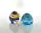 Caithness Pebble Scotland Blue, Gold, & White Pyramid-Shaped Paperweights