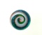 Keith Baker Art Glass Orb/Marble Etched “KB 91”, Peacock Corkscrew Swirl