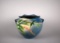 Roseville Pottery “Bleeding Heart” Blue 7” H Jardiniere/Planter, Shape 651-6”