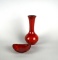 Blue Mountain Pottery Autumn Red Flambe Bud Vase & Matching Trinket Dish, Canada